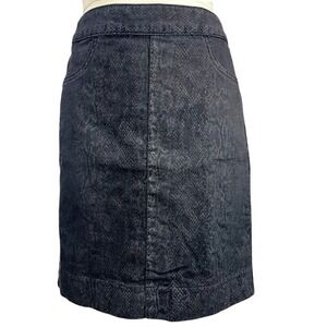 GAP 1969 Snakeskin Skirt Womens (31/12) Denim Stretch Pencil‎ Black Biker Zip